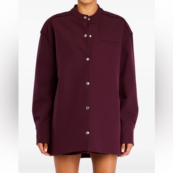 SER.O.YA Jackets & Blazers - SER.O.YA Ali Heavy Crepe Shacket in Merlot